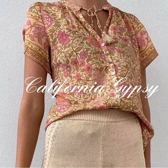 Gypsy Boho Vintage Floral Blouse - Picture 3 of 14